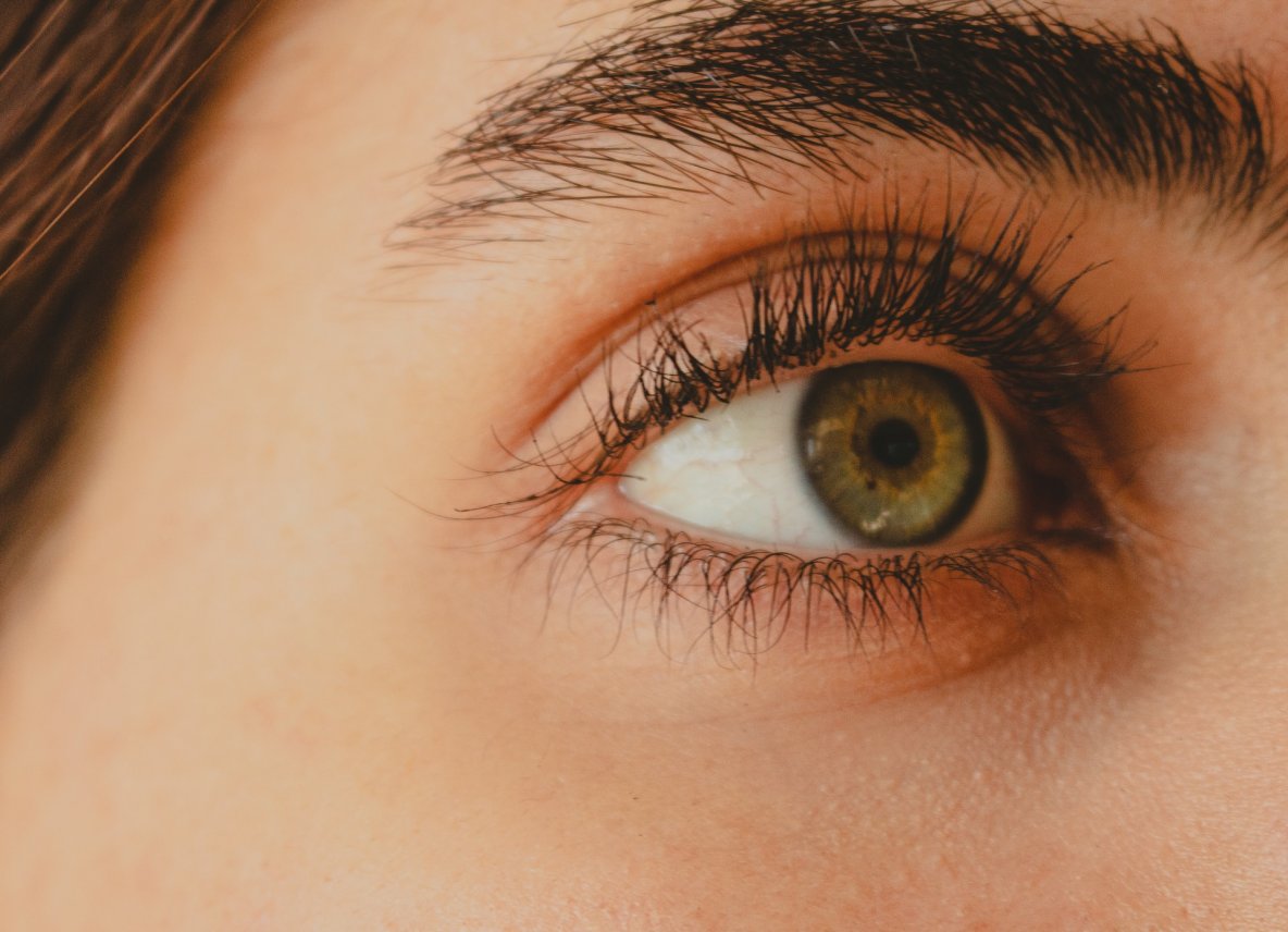 close-up of woman's eyelash extensions